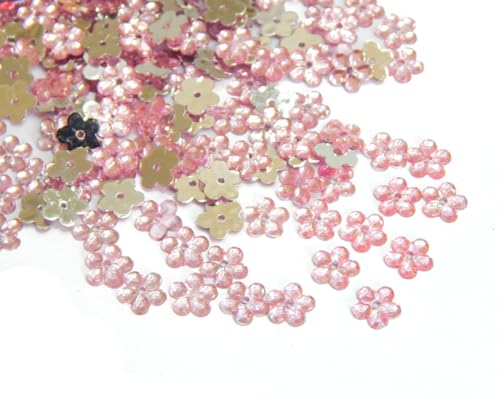 Acryl-Kristalle Nähe Schmucksteine 250Stk 8mm Blume Schmuck-Edelsteine mit Loch flacher Rückseite Kunstharz-Strasssteine für Textilien Kleidung Kostüme Verzierungen (Rosa) von Perlin