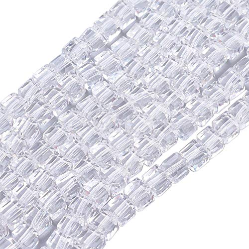 Böhmische Kristallperlen, Glasperlen 4mm und 6mm Set Würfel Facettiert Tschechische Perlen Glasschliffperlen Zwischenperlen (Crystal, 6x6x6 mm 20 Stück) von Perlin