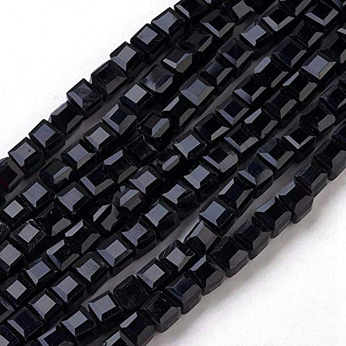 Böhmische Kristallperlen 4mm und 6mm Set Würfel Facettiert Tschechische Perlen Glasschliffperlen Zwischenperlen, Glasperlen Druckperlen, (Schwarz, 6x6x6 mm 20 Stück) von Perlin