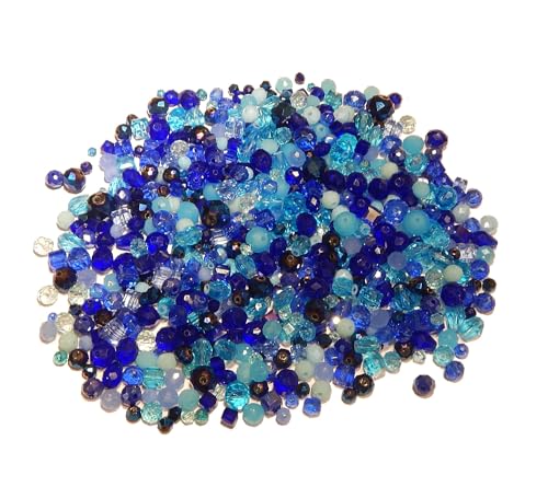 Böhmische Kristallperlen Glasperlen CZ Tschechische Glasschliffperlen 250 Stück Gemischte Größen Farbenmix Perlenset (Blau) von Perlin