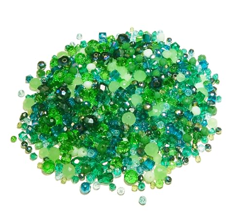 Böhmische Kristallperlen Glasperlen CZ Tschechische Glasschliffperlen 250 Stück Gemischte Größen Farbenmix Perlenset (Grün) von Perlin