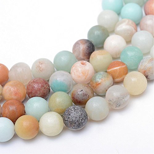 Edelstein Amazonite Perlen 10mm Rund Form 12stk Schmuckstein Natursteine Schmuckperlen Blau Weiss Grün von Perlin
