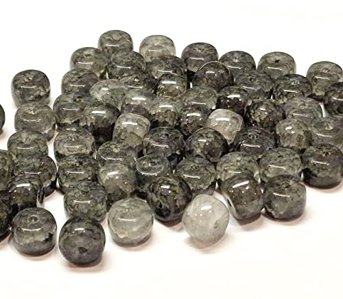 Edelstein Perlen, Achat Stein Drachen-Muster Fassperlen, 8mm Halbedelstein Naturstein mit Loch zum auffädeln für Schmuckherstellung (Schwarz) von Perlin