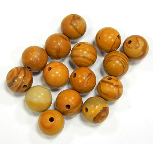 Edelstein Perlen 6mm Halbedelstein Schmuckperlen Schmuckstein Rund 36 Stück Edelsteine Perle mit Loch zum auffädeln (Holz Spitze Stein) von Perlin