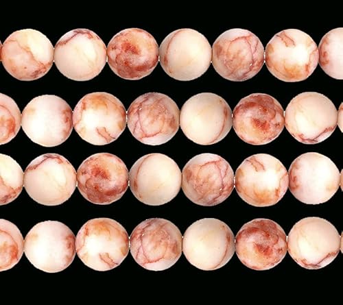 Edelstein Perlen 6mm Halbedelstein Schmuckperlen Schmuckstein Rund 36 Stück Edelsteine Perle mit Loch zum auffädeln (Seidenstein Pink) von Perlin