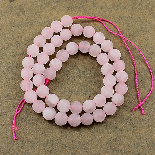 Edelstein Perlen 8mm und 6mm Matt Schmuckstein, Kugel Halbedelstein Edelsteine Frosted Gemstone Beads Auswahl (Rosa Quarz, 6mm) von Perlin