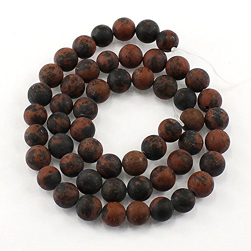 Edelstein Perlen 8mm und 6mm Matt Schmuckstein * A GRADE * Kugel Halbedelstein Edelsteine Frosted Gemstone Beads Auswahl (Rot Mohn Obsidian Jaspis, 8mm) von Perlin