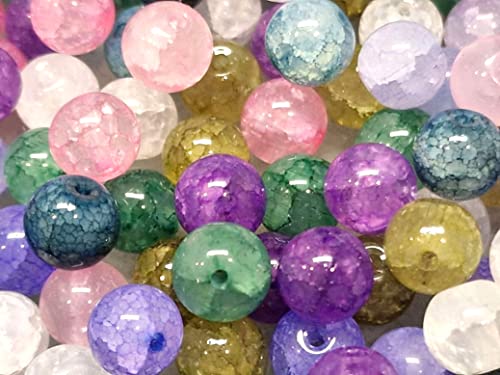 Edelstein Perlen Achat Stein Drachen-Muster Rund 8mm Halbedelstein Naturstein mit Loch zum auffädeln für Schmuckherstellung (Gemischt) von Perlin