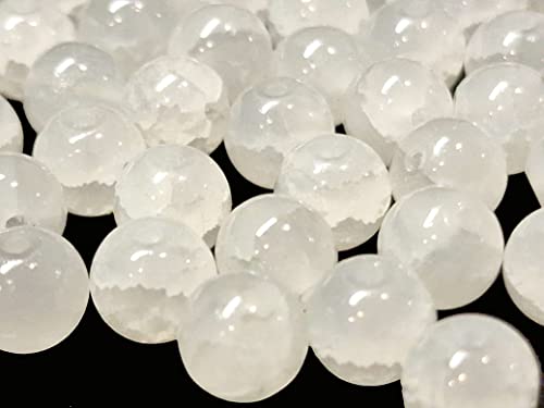 Edelstein Perlen Achat Stein Drachen-Muster Rund 8mm Halbedelstein Naturstein mit Loch zum auffädeln für Schmuckherstellung (Weiß) von Perlin