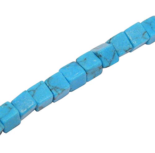 Edelstein Türkis Steine Perlen 3~3,5 mm Natur Edelsteine Strang Würfelform Blau 90stk Perle mit Loch zum auffädeln für Schmuck Kette Armband G593 von Perlin