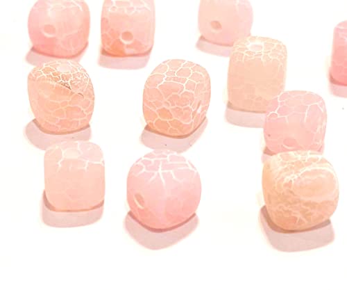 Gefrostet Matt Achat Stein, Edelstein Perlen, 8mm 12Stk, Würfel Naturstein Frosted Achatperle, Halbedelstein, Edelsteine, Schmuckperlen (Rosa) von Perlin