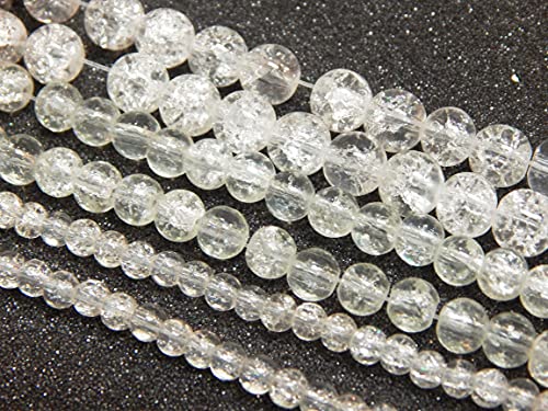Glasperlen Crackle Weiß Set 8mm 6mm 4mm 3 Stränge Perlen mit Loch zum Auffädeln für DIY Schmuckherstellung Halskette Handwerk von Perlin