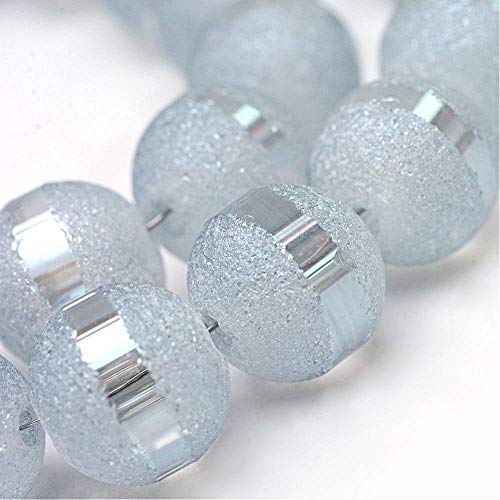 Glasperlen Galvanisierte 6mm Runde Matt perlen mit Silber plattiert 1 strang 100stk Regenbogen Effekt Perle mit Loch zum auffädeln (Hell Blau) von Perlin