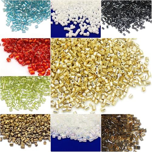 Glasperlen Rocailles Perlen 2mm 20 Farben Röhrenperlen Set 18000stk 400g Bugle Stiftperlen Röhrchen Tubes Stäbchen Zur Schmuckherstellung Seed Beads von Perlin