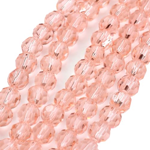 Glasperlen Tschechische Böhmische Rund Kristall Perlen 4mm CZ 90 Stück Facettierte Glasschliffperlen zum Auffädeln (Vintage Rosa) von Perlin