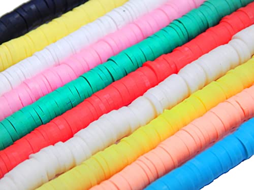 Heishi-Perlen, 4000 Stück, gemischte 10 Farben, Polymer Clay aus Vinyl, handgefertigt, 6 mm, Abstandshalter für Surfer, Chocker, Halskette, Armband, Ohrringe von Perlin