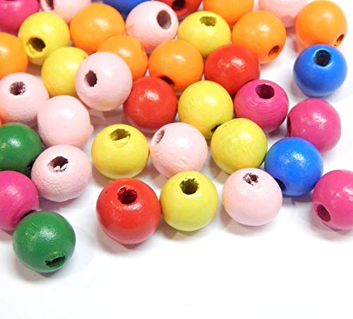 Holzperlen 8 mm Gemischte Farben Bunt Holzkugeln zum auffädeln zum Bastelholz mit 2~4 mm loch Zwischenperlen (8mm 300 Stück) von Perlin
