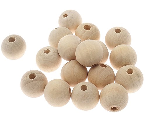 Holzperlen Natur Wählbare Größe von 8mm 10mm 12mm 14mm 16mm 18mm 20mm Rund Unbehandeltem Kugel Holz Perlen zum fädeln Holzkugeln Natural Wooded Beads (18mm, 50 Stück) von Perlin