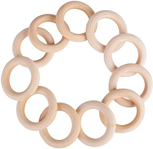 Holzring, Ø 40mm Holzringe Schmuck, 20stk Unvollendete glatten Holz Hoop, Gardinenringe für Gardinen von Perlin