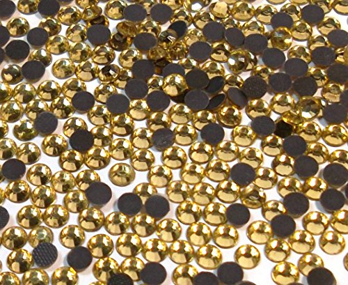Hot Fix 4mm Glas Flache Rückseite Strasssteine SS16 2880 Stück Hotfix steine Runde Kristall Edelsteine (Gold Gelb) von Perlin