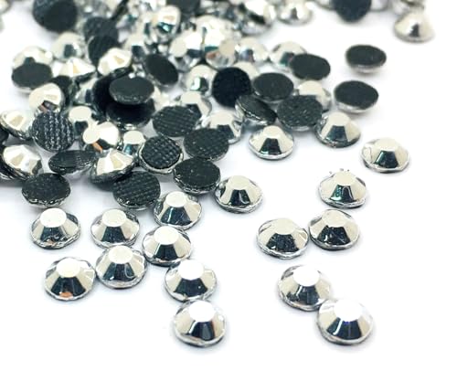 Hotfix 5mm Flatback Rückseite Strasssteine SS20 1440 Stück Glas Steine Runde Kristall Edelsteine 4,4~5mm (Silber Metallic) von Perlin