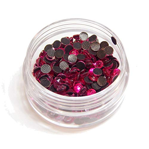Hotfix Strasssteine, zum Aufbügeln, 2/3/4/5/6 mm mit Sortierbox, Glitzersteine, Glass Strass Perlen, Selbstklebend (Fuchsia, 4,6mm ~ 5mm, SS20, 240 Stück) von Perlin