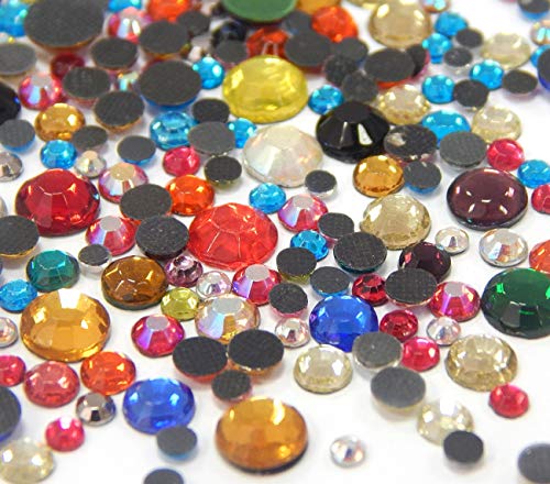 Hotfix Strasssteine Mix Set 2mm 3mm 4mm 5mm 6mm Bunte 1200stk zum Aufbügeln Glitzersteine Rhinestone Selbstklebend Farbe der Mischung 455 von Perlin