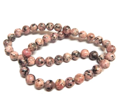 Jaspis Edelstein Strang Perlen, 8mm, Rund, 45 Stück, Schmuckperlen Halbedelstein für Schmuck Kette Armband (Rosa) von Perlin