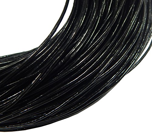 Lederband 2mm Schwarz 10 Meter Echtes Lederschnur Lederriemen Rund Wildleder Schmuckschnur von Perlin