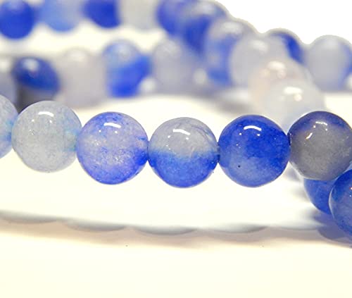 Malay Jade-Stein Edelstein Strang Perlen, 6mm, Rund, 60 Stück, Schmuckperlen Halbedelstein für Schmuck Kette Armband (Blau) von Perlin