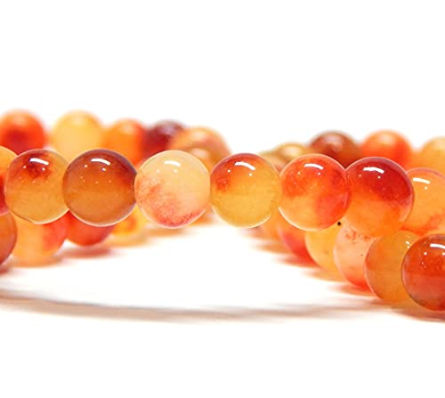 Malay Jade-Stein Edelstein Strang Perlen, 6mm, Rund, 60 Stück, Schmuckperlen Halbedelstein für Schmuck Kette Armband (Orange) von Perlin