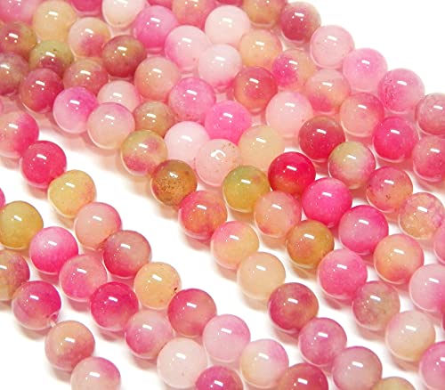 Malay Jade-Stein Edelstein Strang Perlen, 6mm, Rund, 60 Stück, Schmuckperlen Halbedelstein für Schmuck Kette Armband (Rosa) von Perlin