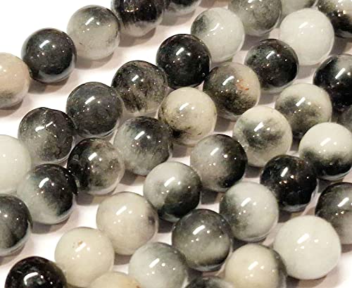 Malay Jade-Stein Edelstein Strang Perlen, 6mm, Rund, 60 Stück, Schmuckperlen Halbedelstein für Schmuck Kette Armband (Schwarz) von Perlin