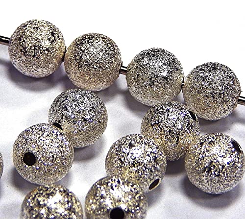 Messing Perlen Sternstaubperlen Stardust Metallperlen 4/6/8 mm Rund Spacer Zwischen Perlen (4mm, Antik Silber - 50Stück) von Perlin