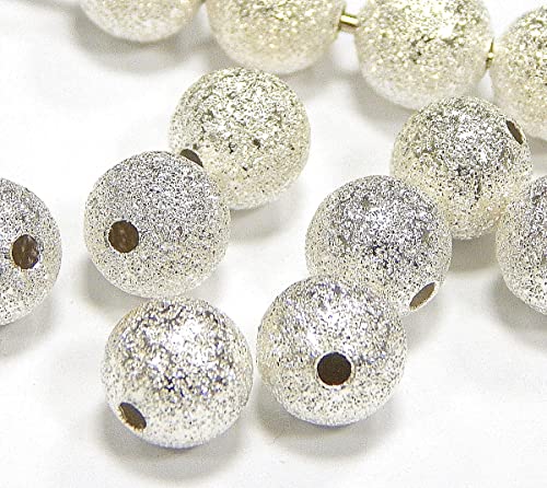 Messing Perlen Sternstaubperlen Stardust Metallperlen 4/6/8 mm Rund Spacer Zwischen Perlen (4mm, Silber - 50Stück) von Perlin
