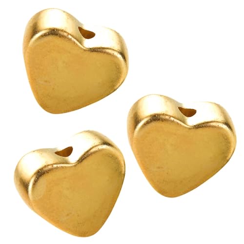 Metallperlen Zwischenperlen Spacer Perlen mit Loch Farbe Gold Schmuckzubehör Charms für Armbänder Anhänger Bastelperlen zum Auffädeln (Herz 100stk 6 x 5 mm) von Perlin