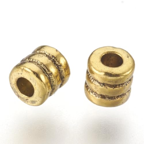 Metallperlen Zwischenperlen Spacer Perlen mit Loch Farbe Gold Schmuckzubehör Charms für Armbänder Anhänger Bastelperlen zum Auffädeln (Tube,Röhre 100stk 4 x 4 mm) von Perlin