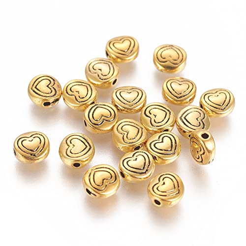 Metallperlen Zwischenteile Spacer Goldfarbe Perlen 6mm 32stk Rundform mit Herz motiv Abstandsperlen Zwischenperlen Bastelperlen Schmuckteile von Perlin