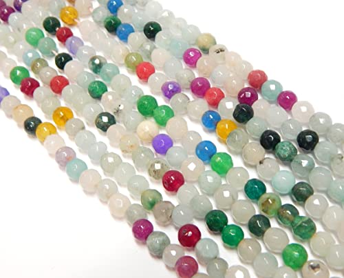 Mix Strang Achat Stein, Edelstein Perlen, 6mm 60Stk, Bastel-Set, Halbedelstein, Facet Rund, Schmuckperlen Schmuckherstellung von Perlin
