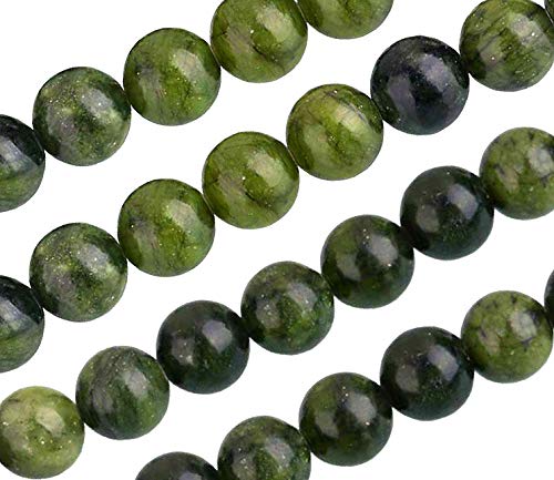 Natürliche Edelstein Perlen Taiwan Jade Mattiert Gefrostet und Poliert Rund 4mm 6mm 8mm 10mm Grün Set Lose Schmuckstein Schmuckperlen Schmuckdesign Bastelzubehör Perlenkette (10mm, 12 Stück Poliert) von Perlin