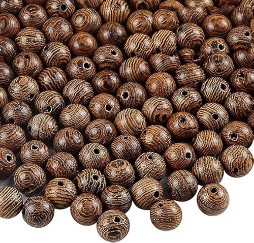 Natürliche Wenge-Holzperlen 10mm Ungefärbt Rund 75 Stück Dunkelbraun Holz Schmuck Perlen Abstandshalter-Perlen für Armbänder, DIY Schmuckherstellung von Perlin