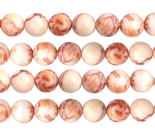 Naturstein Edelstein Perlen Streifen Pink Seidenstein Rund 4mm 6mm 8mm Netzstein, Netstone Schmuckperlen Schmuckstein (4mm 25 Stück) von Perlin