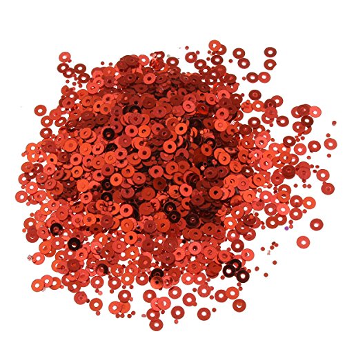 Pailletten Glatt Rund Perlen Ø 3mm 2400 Stk. und 4mm 1200 Stk. für Basteln Nähen Dekoration DIY Kleidung und Schmuck, Handwerk Metallic Sequin (3mm, Rot) von Perlin