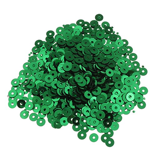 Perlin Pailletten Glatt Rund Perlen Ø 3mm 2400 Stk. und 4mm 1200 Stk. für Basteln Nähen Dekoration DIY Kleidung und Schmuck, Handwerk Metallic Sequin (4mm, Grün) von Perlin