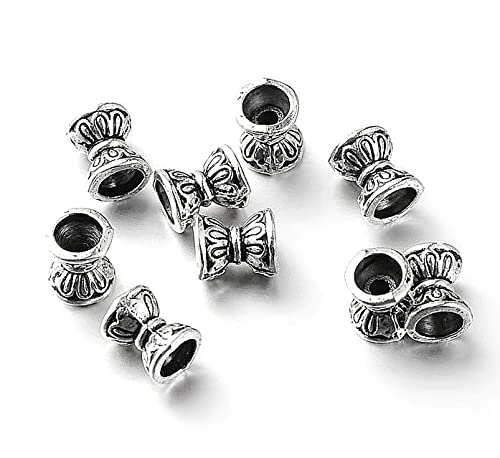 Perlenkappen Perlkappen 7x5mm Tibet Antik Silber Doppelseitig Metallkappen Zwischenperlen Zwischenteile, 50 Stück von Perlin