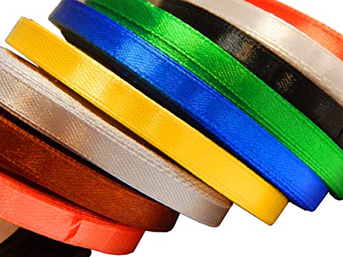 10 Rollen Satinband 6mm Seidenbänder Doppelsatinband Seidenband Schleifenband Hochzeit Dekoband Satin Geschenkband Stoff Band Seide Satin Rolle Verpackung 200 meter C224 von Perlin