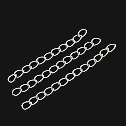 Perlin 100 strang Metallkette Twist Chain Extension für Halskette Fußkettchen Armband Gliederkette Kabel Kette Link Panzerkette 5,5x3,5mm (Antik Silber) von Perlin