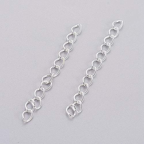 Perlin 100 strang Metallkette Twist Chain Extension für Halskette Fußkettchen Armband Gliederkette Kabel Kette Link Panzerkette 5,5x3,5mm (Silber) von Perlin