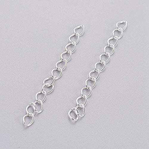 Perlin 100 strang Metallkette Twist Chain Extension für Halskette Fußkettchen Armband Gliederkette Kabel Kette Link Panzerkette 5,5x3,5mm (Silber) von Perlin