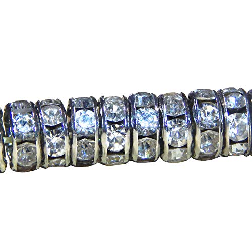Perlin - 150stk Versilbert Klar Strass 8mm Rondelle Spacer Perlen, Messing Metallperlen, silberfarbe, GRADE A, Strassperlen, Strasssteine R25A x3 von Perlin